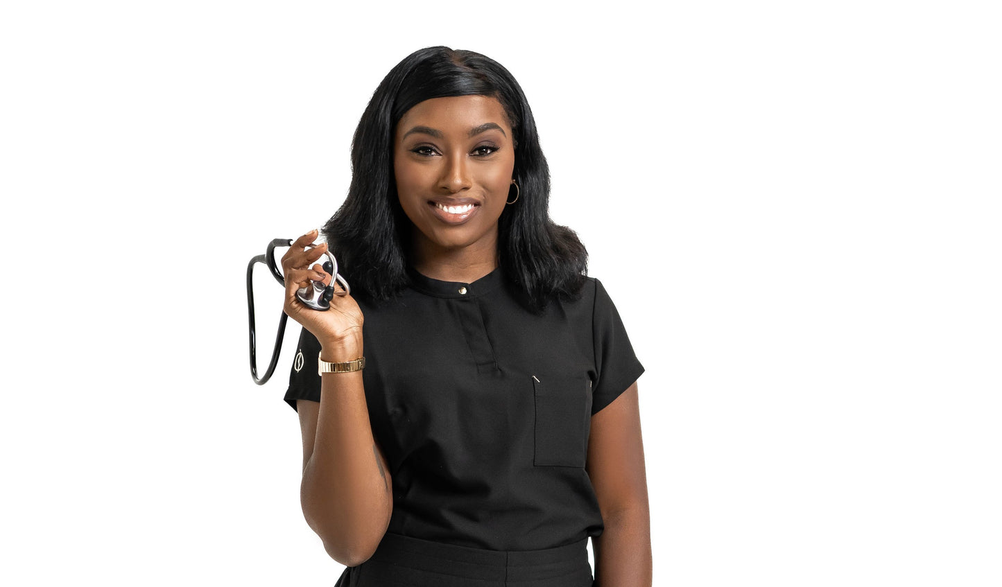 Women's black scrub top