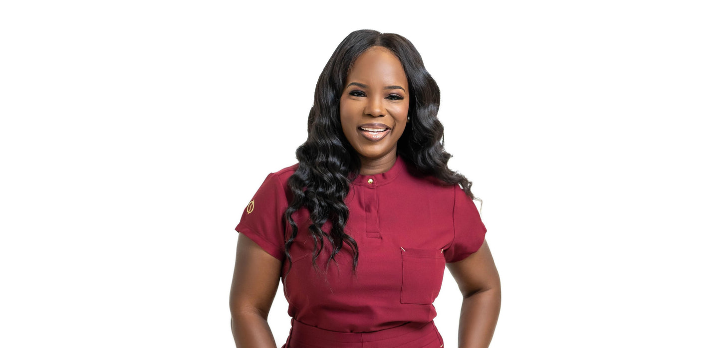 Women's burgundy scrub top